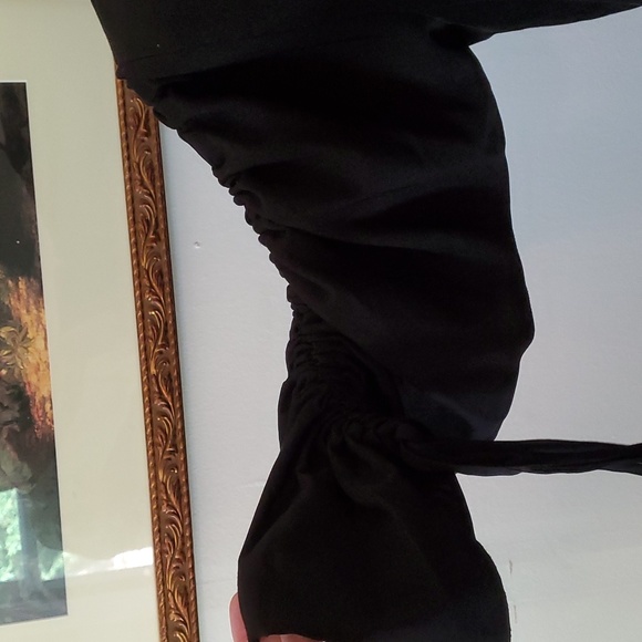 May May, black top with large, gathered sleeves. - Picture 3 of 7